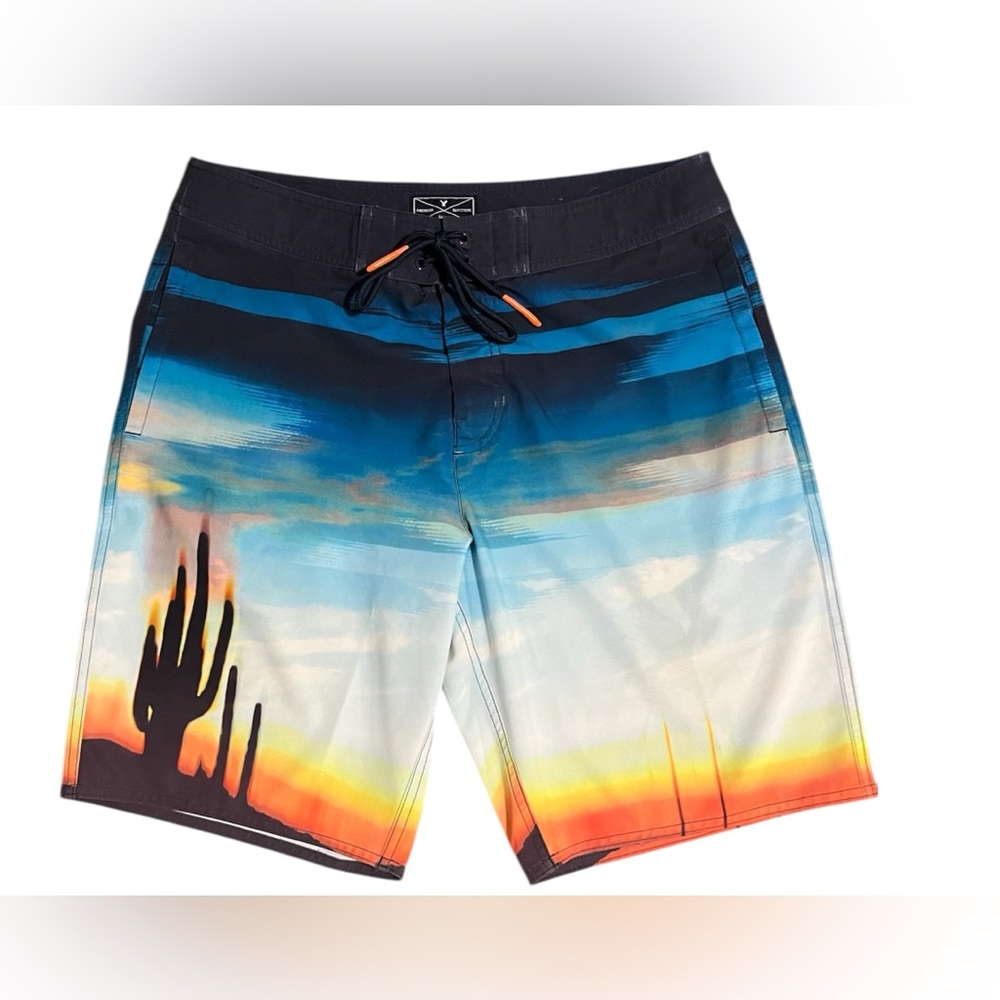 Men’s American Eagle Board Shorts Medium Sunset Cactus Swim Trunks Beach Surf